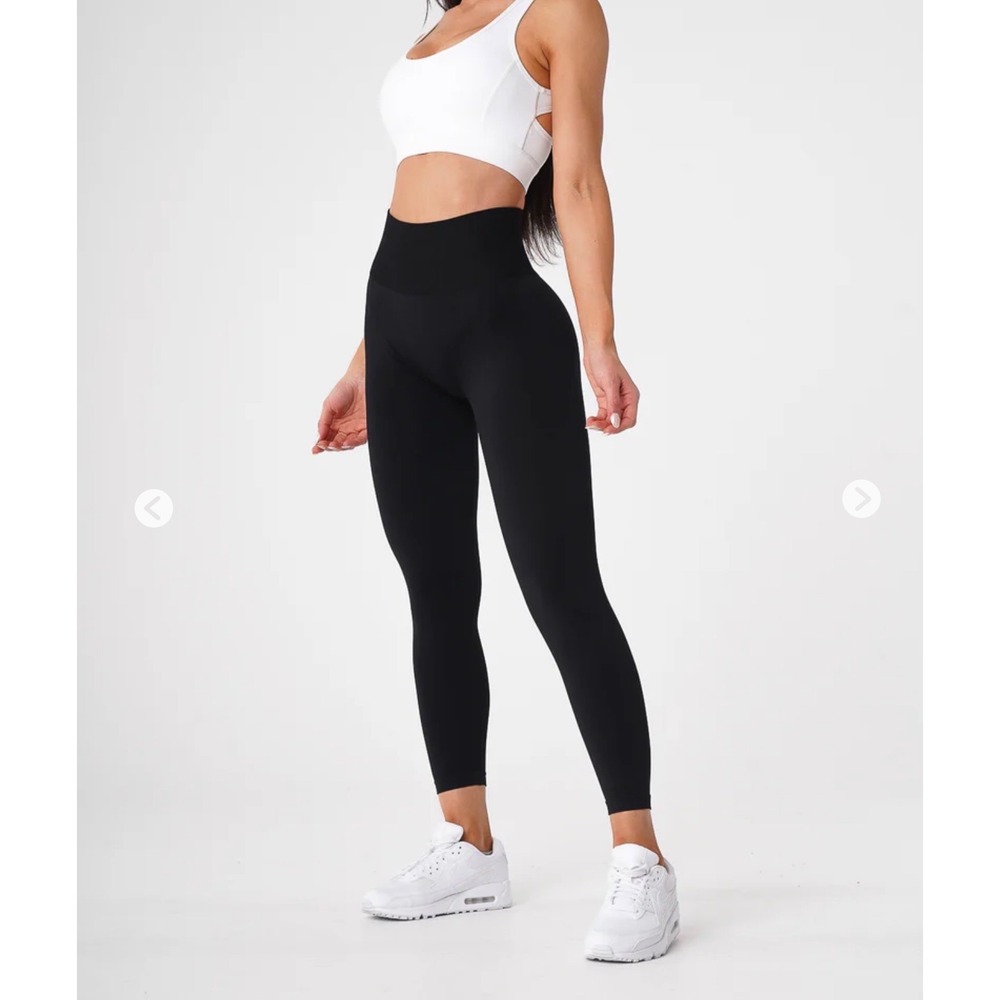 NVGTN Womens Black Seamless High Waisted Compression Workout Leggings Size S